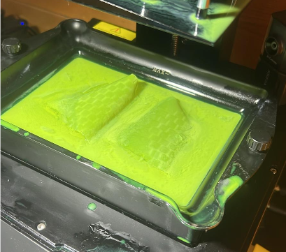 Resin 3D printer mid-print